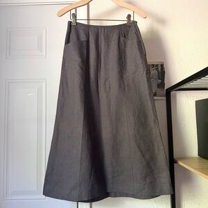 MARGARET HOWELL grey linen a-line midi maxi skirt